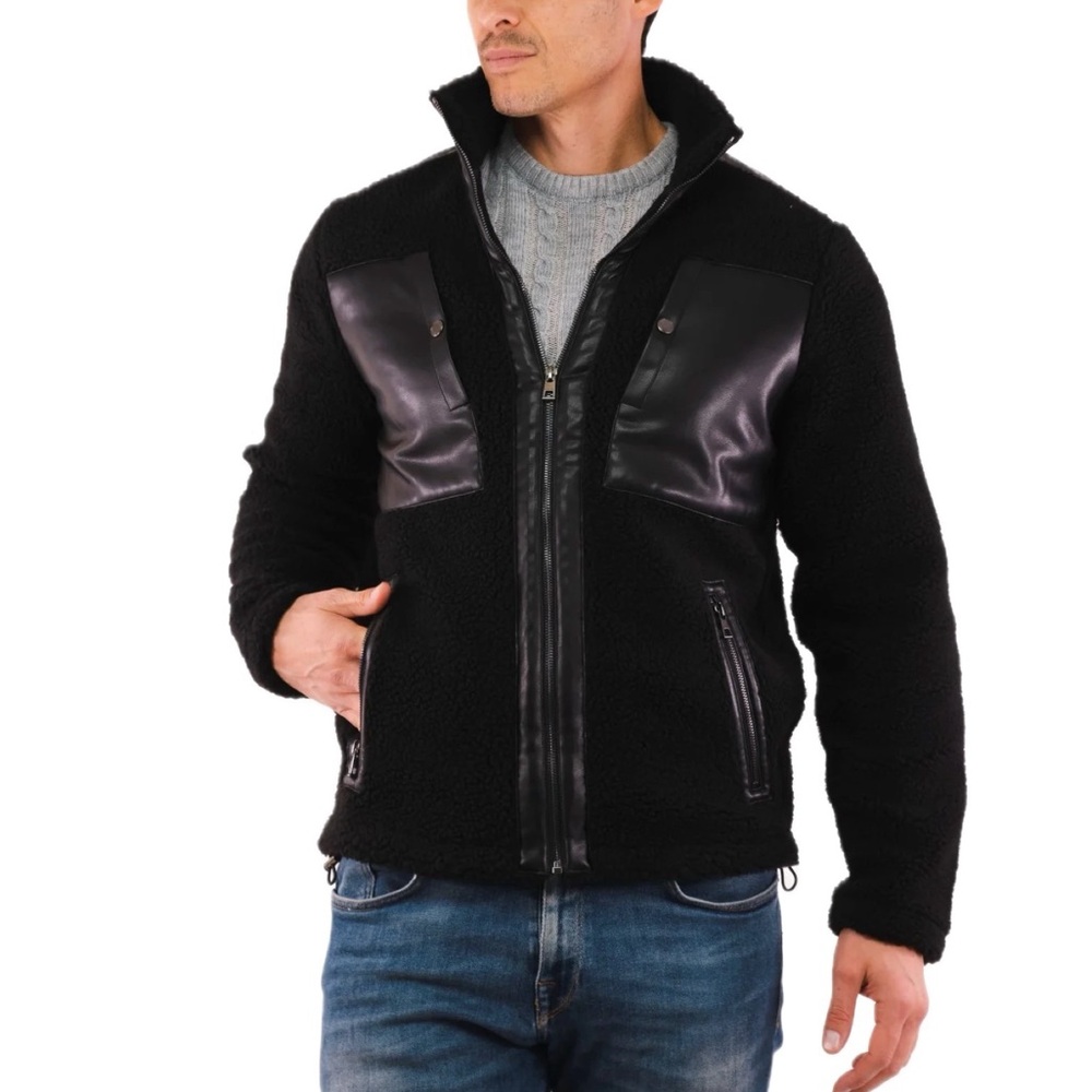 NWT MICHAEL KORS
Men's Sherpa-Fleece‎ Mixed-Media Jacket Black - Picture 3 of 16